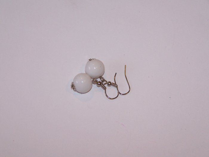 White Bead Earrings