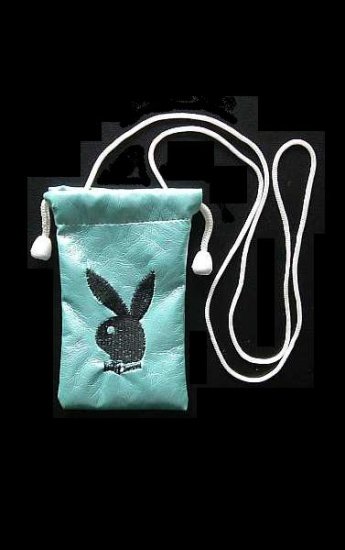 PLAYBOY BUNNY MOBILE PHONE BAG PURSE BLACK ON SILVER