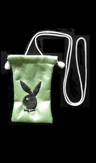 PLAYBOY BUNNY MOBILE PHONE BAG PURSE BLACK ON GOLD
