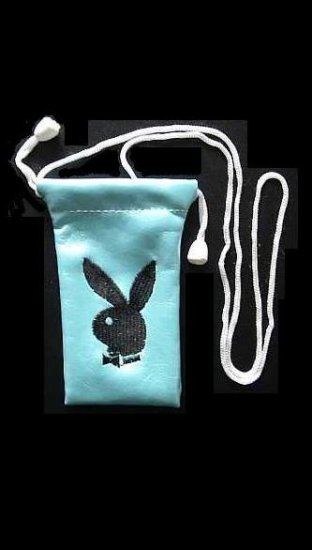 PLAYBOY BUNNY MOBILE PHONE BAG PURSE BLACK ON SILVER BLUE