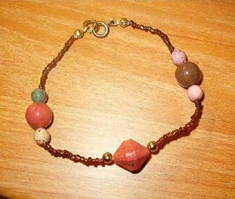 Multi Carnelian Stones w/ Beads Bracelet - Estate Find -