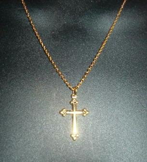 New in Box Cache Designer Gold Tone Cross with 18 inch Necklace