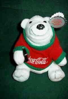 Coca-Cola Coke Beanie Bag Bear With Winter Sweater 0116