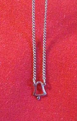 Holiday Bell Pendant on 15 inch Silver Tone Chain - Estate Find