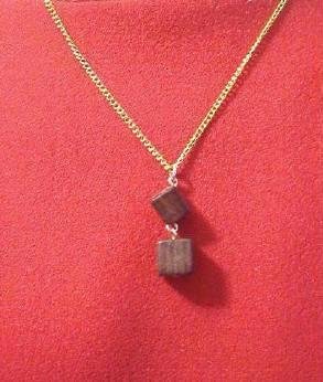 Unique Double Wooden Squares on 18 inch Necklace Estate Find