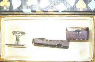 Cufflinks and Tie Clasp Set ~ Silver Tone ~ New in Box