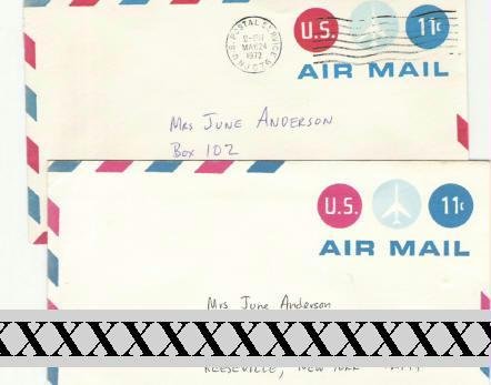Usps Two 11 cent Airmail Pre~Stamped Envelopes Canceled and Not