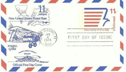 Usps 11 cent Airmail Official 1st Day Cover fdi January 1974