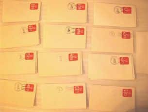 Lot of 13 USPS 15 Cent Pre-Stamped Canceled Envelopes From NY 1979