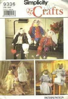 Uncut Simplicity Crafts 9336 ~ 24 inch Bunny and Cat Including Clothes