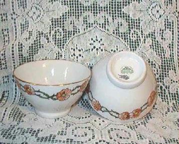 Lot of 3 Chinese Rice Soup Bowls ~ Elegant Cherry Blossom Flower Motif Mint