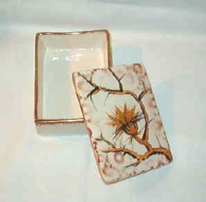 Vanity or Dresser Jewelry Cigarette Box Box Hand Painted in Italy Porcelain
