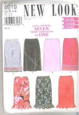 Simplicity New Look Pattern 6919 Size A 6-16, Seven Skirts