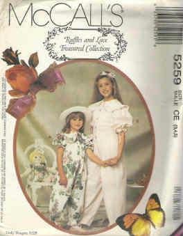 Uncut McCalls Pattern Girls Jumpsuit with 22 inch Doll Clothes No. 5259