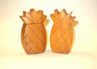 Pineapple Salt and Pepper Wooden Shakers - Nice Condition