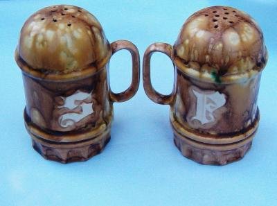 Large Retro Marked H C Salt Pepper Shakers Handpainted and Signed