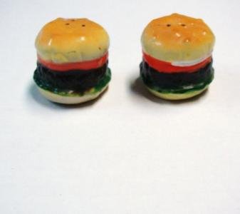 Vintage Hamburger Salt and Pepper Shakers Handpainted Hong Kong