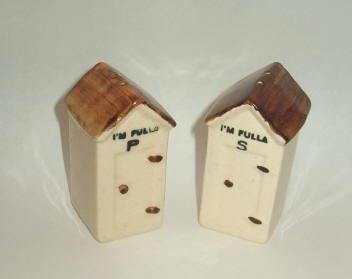 Outhouse Sheds I'm Fulla Salt and Pepper Set - Old Country Fun Handpainted
