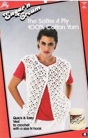 Sugar n Cream Ladies Vest Crochet Pattern by Lily Leaflet 217