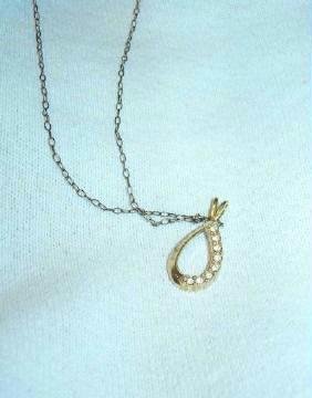 Rhinestone Pear Shape 18 Inch Necklace - Lovely Estate Find