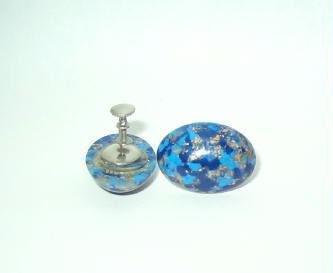 Faux Lapis and Gold Speckled Screw Back Earrings Vintage Estate Find