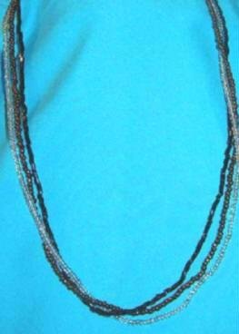 3 Strand 16 inch Necklace Glitzy Beads and Sequins 1970s ~ Estate Find