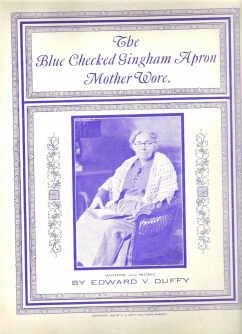 Blue Checked Gingham Apron Mother Wore - 1925 Sheet Music by Edward Duffy - Rare