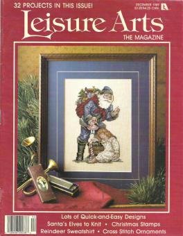 1989 Leisure Arts Holiday Mag 32 Projects Variety Craft Santas Elves, Reindeer Sweatshirt, Ornament