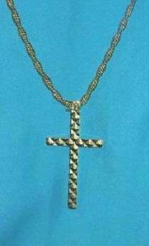 Gold Cross with Rope Chain Included 12Kgf Highly Textured Classic Design Estate Find