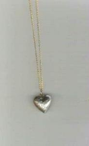 Puffed Love Heart Pendant w 18 inch Chain Included Estate Find