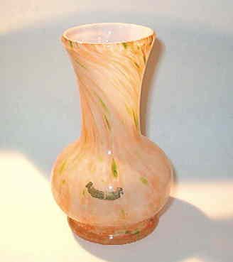 Slag - End of Day - Stretch Art Glass Vase Canadian Souvenir Orange Green