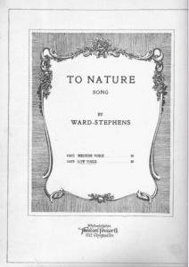 To Nature Song Sheet Music by Ward Stephens 1918 Antique