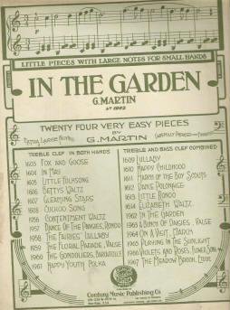 In the Garden Music by G Martin 1919 Easy Sheet Music for Children