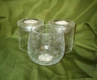 Three Ambria Candle Corp and Gorgeous Designs Crackle Glass Tea Lite Lot