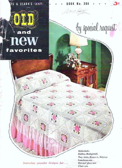 Coats and Clarks Crochet Booklet 1954 Vintage - Bedspread, Doilies, Hats, Gloves