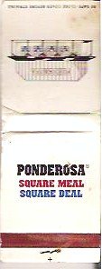 Ponderosa Restaurant Matchbook Square Meal Square Deal Logo