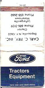 Ford Tractors Equipment Advertisement Matchbook