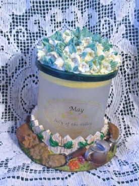 Month of May Floral ~ Gardening Decor Lidded Glass What-not Jar