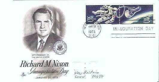 Richard Nixon Inauguration Day fdc Jan 1973 - Two Space 5 cent Stamps