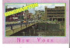 Binghamton Postcard Business District Court St Bridge at Chenango River Unused