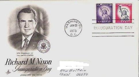 Richard Nixon Inaugural fdc Jan 20, 1973 w/ 3 and 11 cent Liberty Stamps