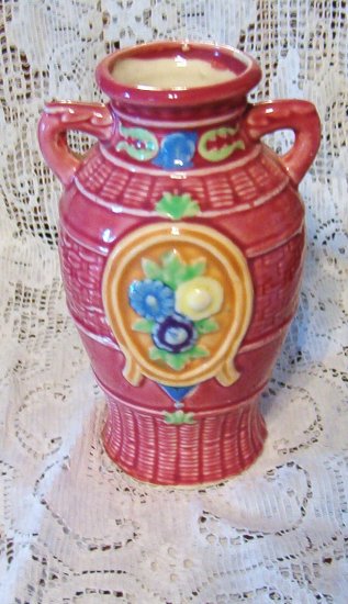 Vintage Vase with Handles - Hand Painted Marked Made in Japan EC