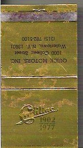Cadillac Golden Matchbook 1902-1977 Anniv 30 Strike Unused