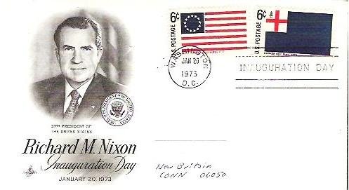 Richard Nixon 1973 fdc Inauguration Day Jan 2-6 c Special Flag Stamps