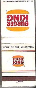 Burger King Unused Matchbook Cover