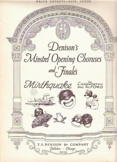 Denisons Minstrel 1928 Sheet Music Choruses for Mirthquake