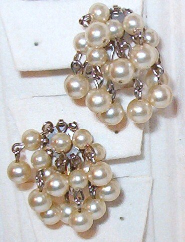 Cascading Faux Pearl Clip On Earrings Vintage ~ Wedding Thought?