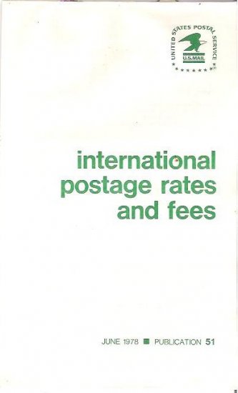 U S P S International Postage Postal Rates Fees Pamphlet 1978 Publ 51