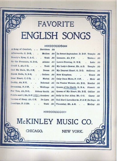 Queen of the Earth Sheet Music by Pinsuti and Jaxone Early 1900s