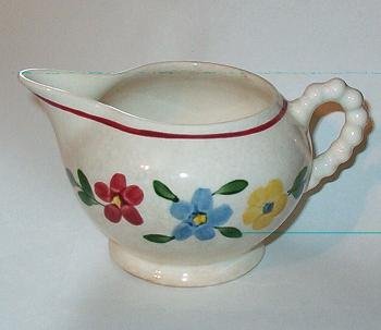 Antique Creamer Rope Bubble Design Handle Hand Painted Flowers